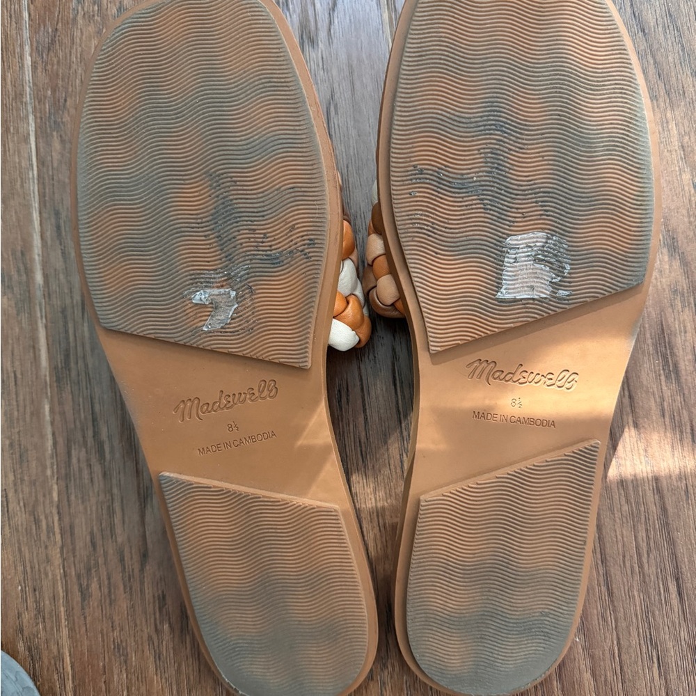 Madewell The Suzi slide sandals Women’s 8.5 brown tan fluffy woven flat sandals - Picture 5 of 5